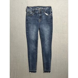 Old Navy Rockstar Built-In Sculpt Skinny Jeans Womens Blue Mid Rise Raw Hem
